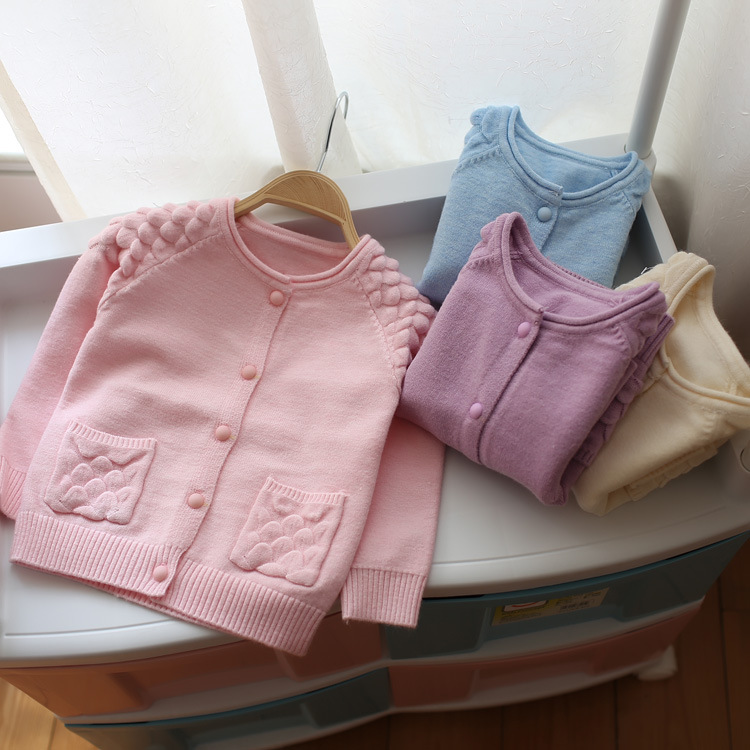 2016春款童裝新品女童針織衫兒童小童純色兩口袋淑女毛衣G406批發・進口・工廠・代買・代購