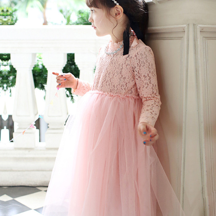 童裝 女童韓國連衣裙 唯美高端蕾絲長袖公主裙 蓬蓬長裙一件代發批發・進口・工廠・代買・代購