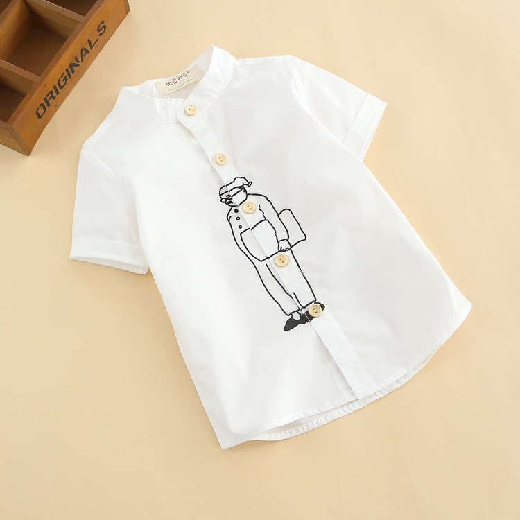 2016夏季新款 韓版兒童短袖襯衫 中小童男童短袖襯衫兒童白襯衣批發・進口・工廠・代買・代購