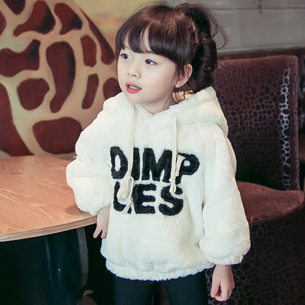 2015韓版秋裝新款童裝字母北極絨連帽女童衛衣絨衫  一件代發批發・進口・工廠・代買・代購
