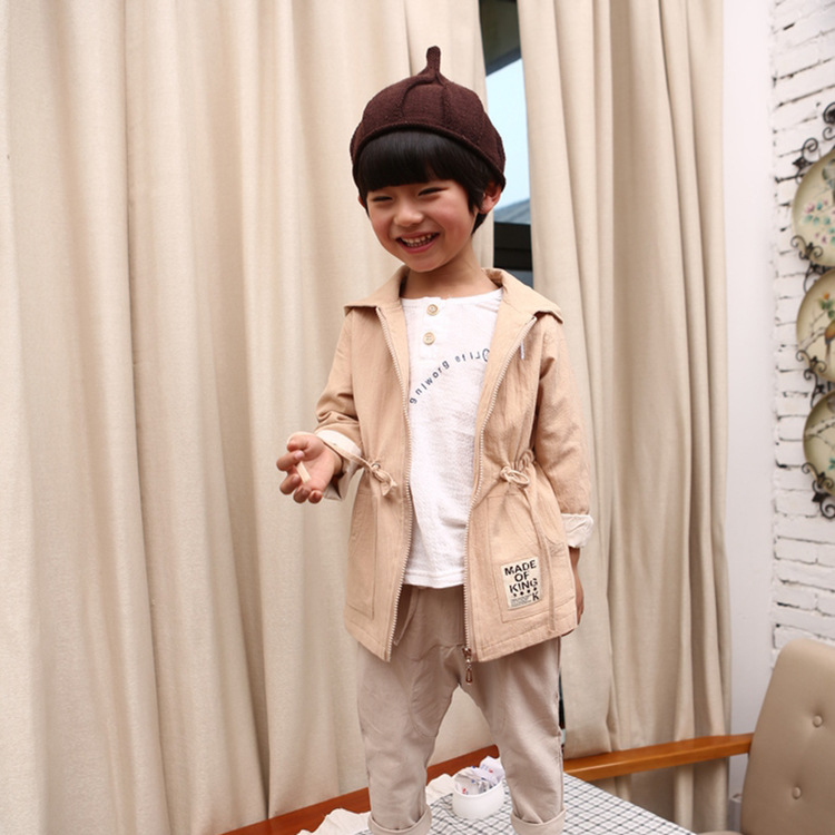 2016新款春秋韓版中小男童舒適棉麻拉鏈連帽外套時尚可愛上衣外套批發・進口・工廠・代買・代購