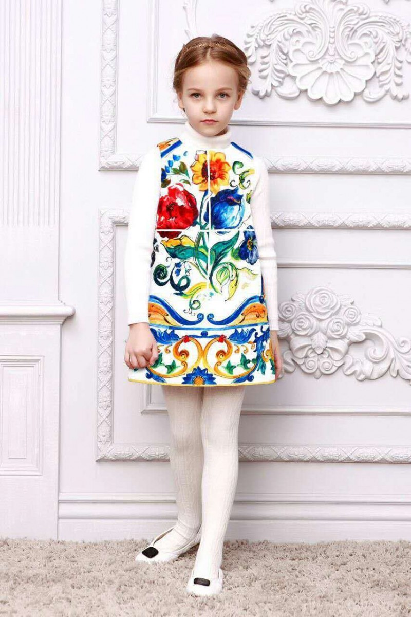 2016年WLMONSOON新款印花純棉背心女童連衣裙批發・進口・工廠・代買・代購