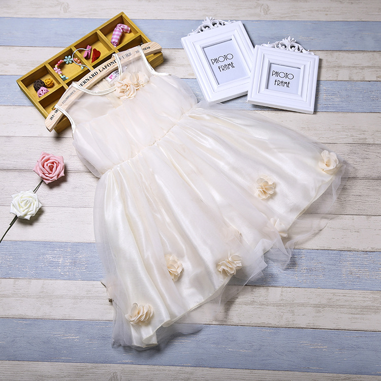 韓版夏季女童連衣裙外貿童裝花朵透紗花童禮服童裙公主裙一件代發批發・進口・工廠・代買・代購