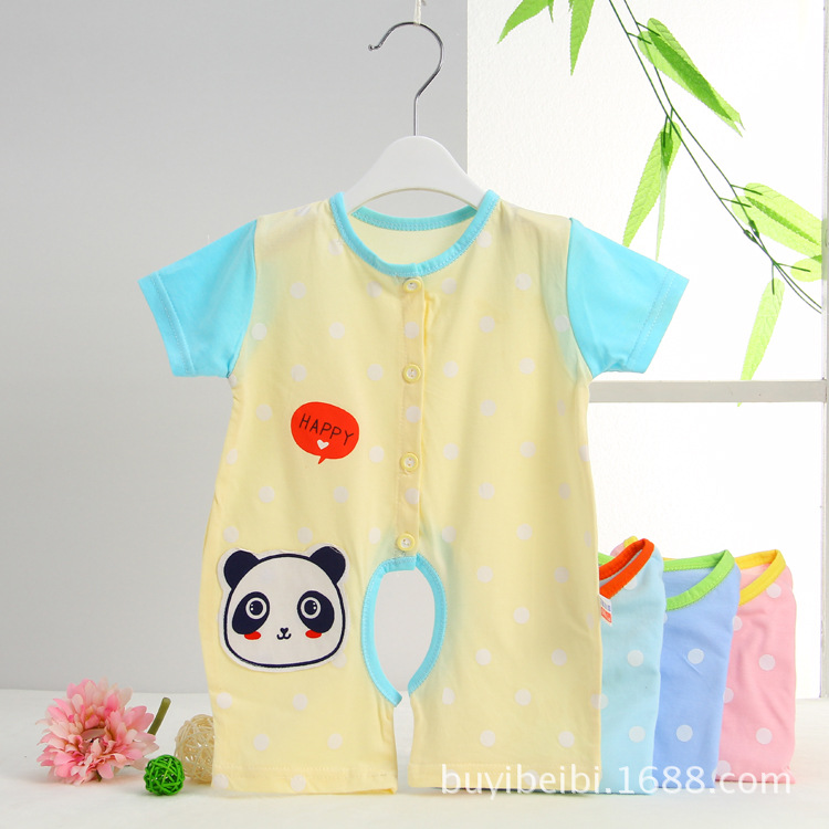 嬰幼兒純棉服裝新生兒短袖連身衣 寶寶夏季哈衣卡通內衣爬服開檔工廠,批發,進口,代購