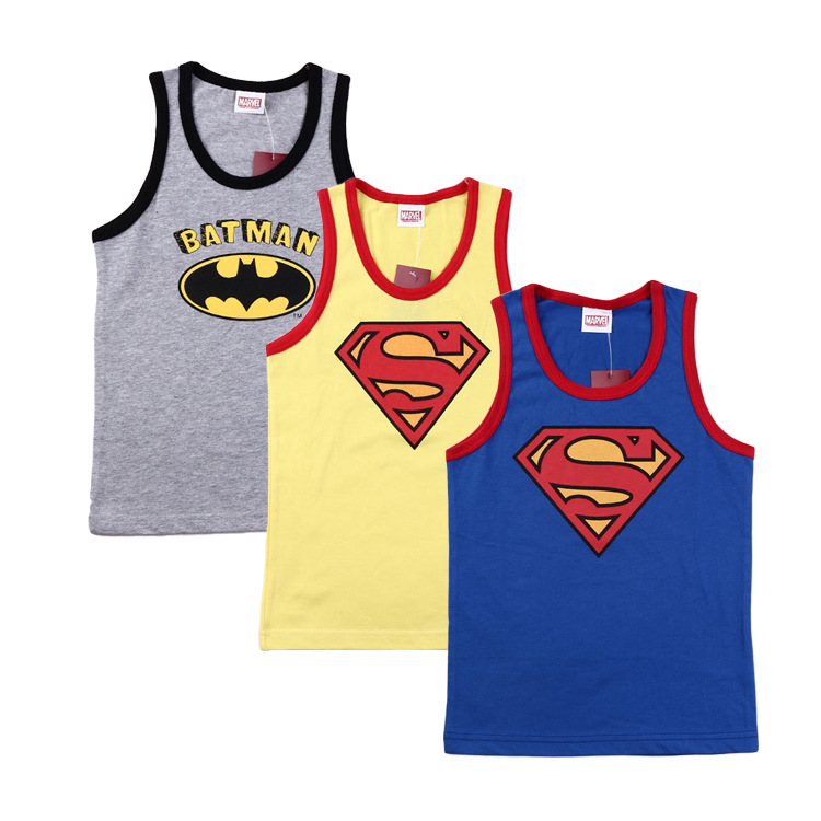 夏款夏漫威superman Batman蝙蝠超人兒童純棉背心多色外貿童裝批發・進口・工廠・代買・代購