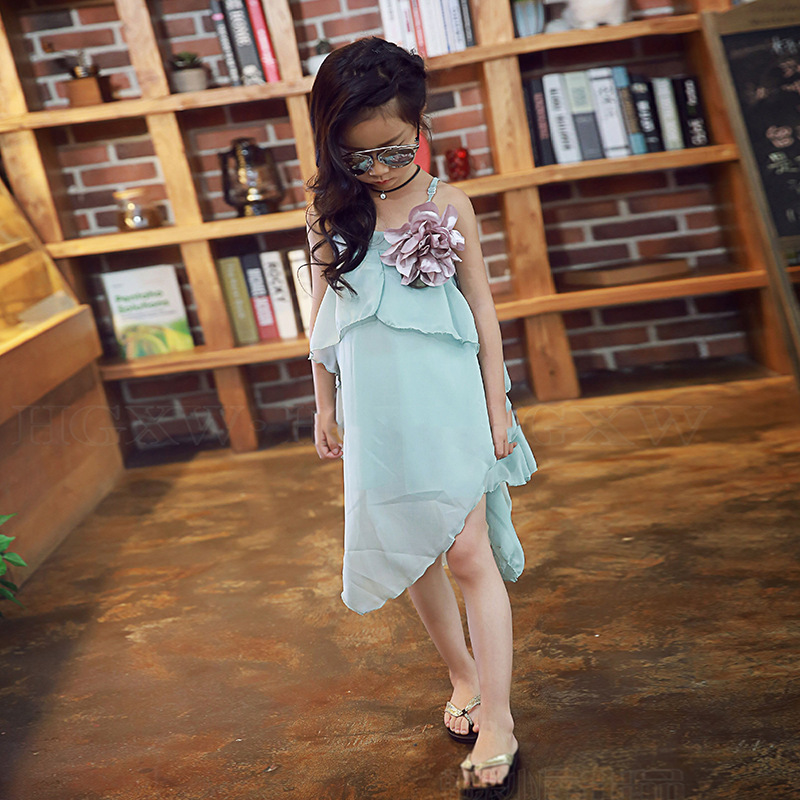 2016女童連衣裙夏 韓國公主兒童紗裙吊帶連衣裙舞蹈裙 童裙 雪紡工廠,批發,進口,代購