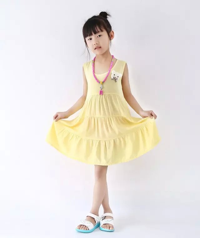 2016夏季新款兒童吊帶連衣裙女童綿綢純色公主裙工廠,批發,進口,代購