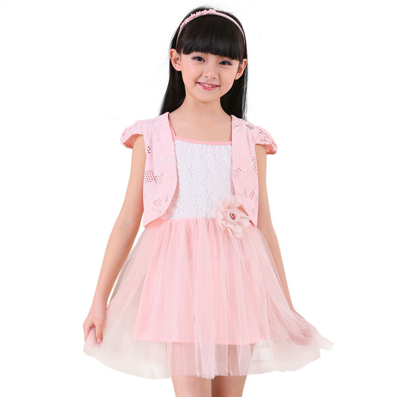 一件代發童裝2016年夏款韓版中大童短袖小外套+吊帶網紗裙兩件套批發・進口・工廠・代買・代購