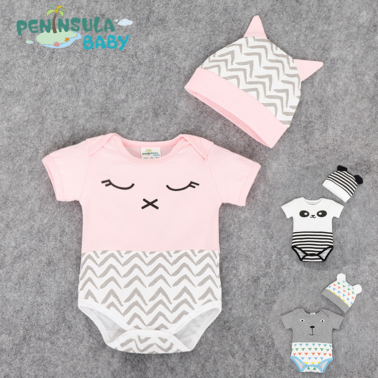 Peninsula Baby16夏款短袖帽子包屁衣爬服2件套棉類三角嬰兒服裝工廠,批發,進口,代購