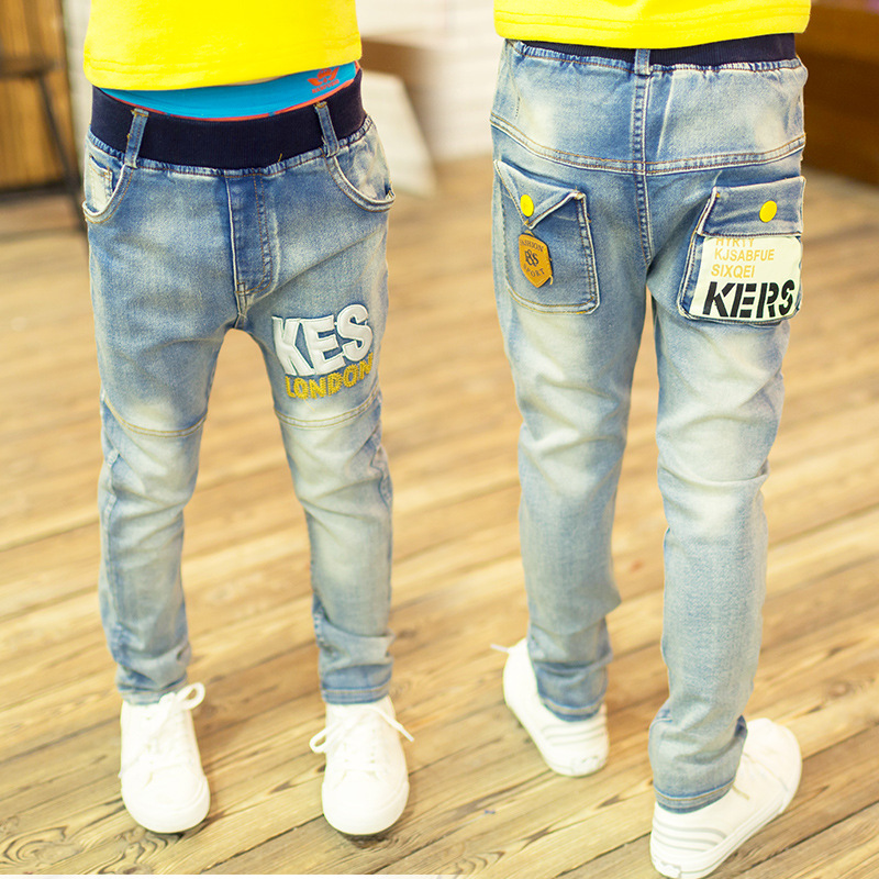 2015秋季新款 男童韓版KES貼佈牛仔褲 童裝批發 可分銷一件代發批發・進口・工廠・代買・代購