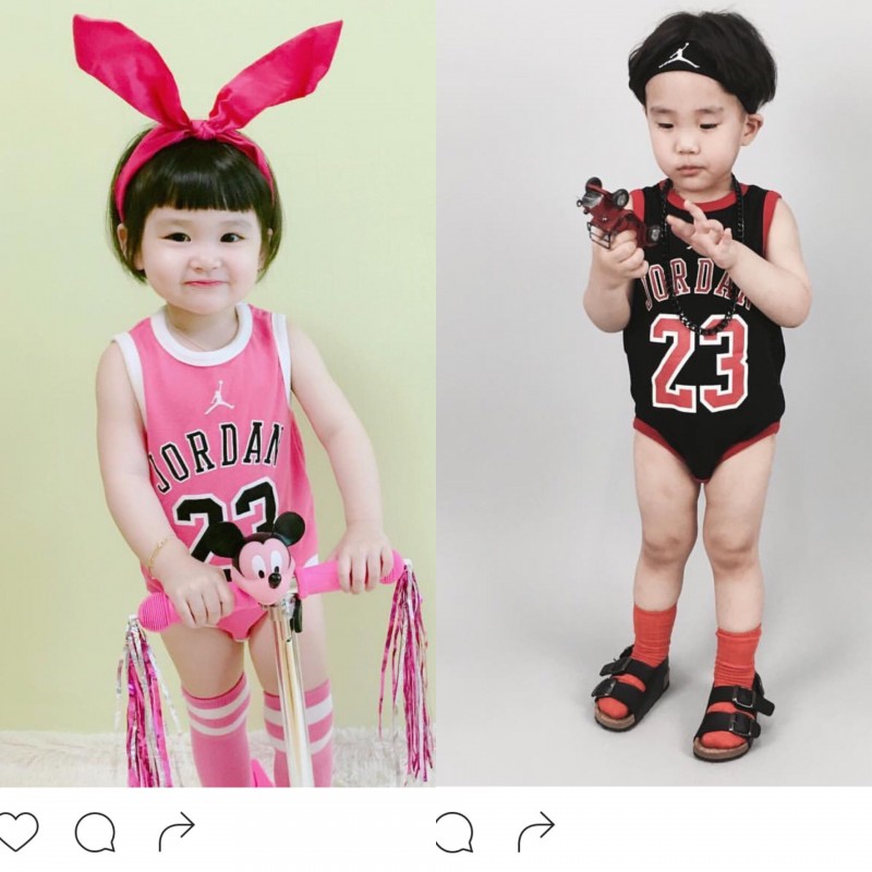 2016年夏韓國童裝男女小童寶寶純棉字母印花籃球服運動連身衣哈衣批發・進口・工廠・代買・代購
