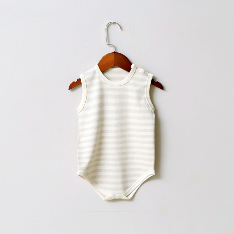 新生嬰幼兒夏季衣服純有機彩棉連身衣 寶寶無袖哈衣爬服夏裝批發・進口・工廠・代買・代購
