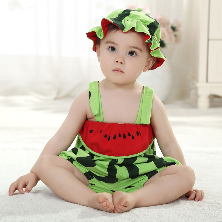 夏款熱銷 西瓜造型嬰兒連身衣 純棉寶寶爬服哈衣 帶帽 旭寶6105批發・進口・工廠・代買・代購