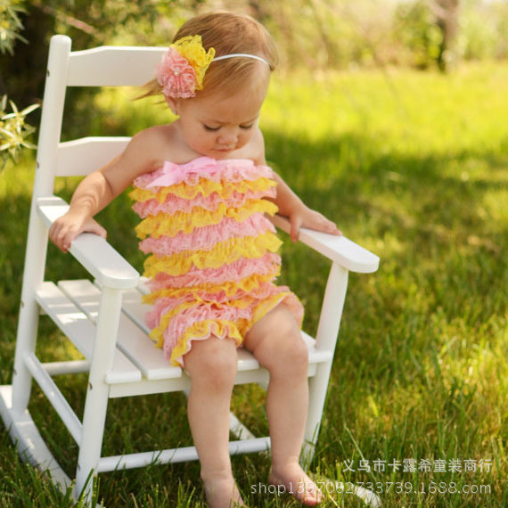 外貿出口新款嬰兒寶寶哈衣 拼接色蕾絲連身衣爬服速賣通熱銷批發・進口・工廠・代買・代購