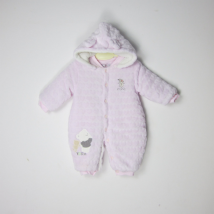 嬰兒服裝冬季寶寶加厚棉哈衣爬服連帽開襠連身衣連身衣保暖棉衣工廠,批發,進口,代購