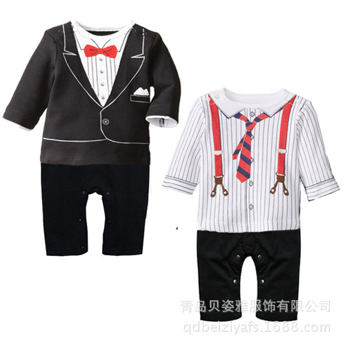 品牌童裝批發 2015新款男童紳士哈衣 爬服 連身衣 嬰兒裝批發・進口・工廠・代買・代購