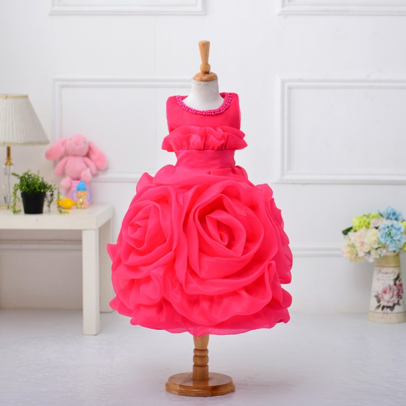 一件起批  2016新款歐美女童童裙 手工大花朵公主禮服 6色工廠,批發,進口,代購