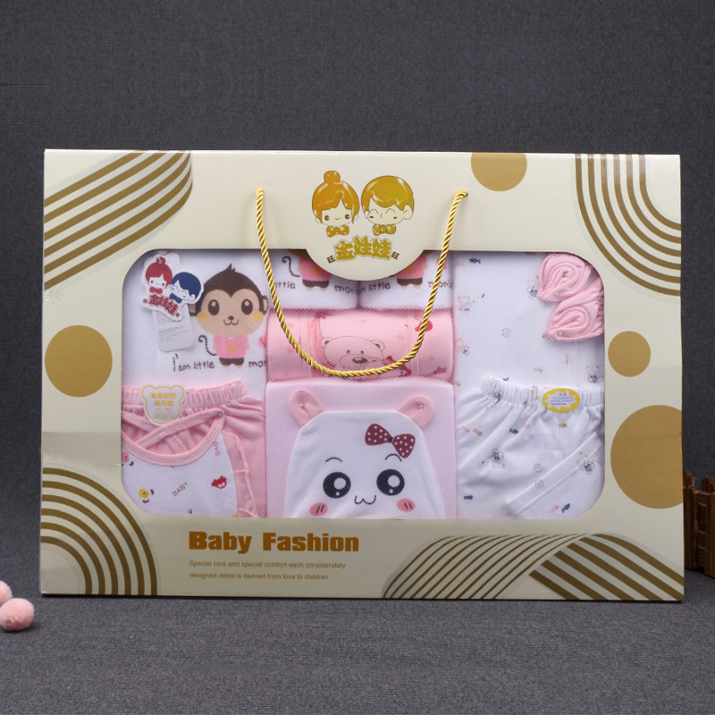 新生兒禮盒純棉嬰兒滿月衣服初生幼兒寶寶春夏季雙層大禮品盒用品工廠,批發,進口,代購