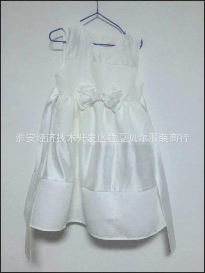 批發 女童2016款純色白色蝴蝶結連衣裙小禮服10200744工廠,批發,進口,代購