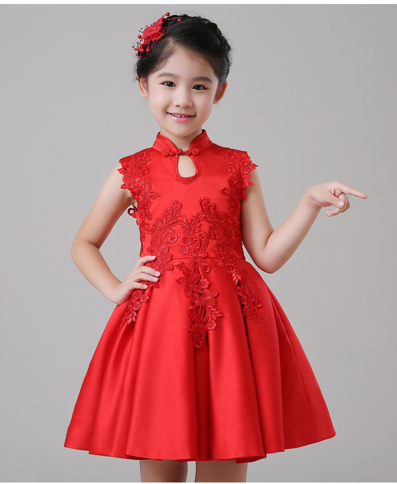 一件代發兒童女童中式婚禮旗袍 禮服裙 紅色公主裙花童裙工廠,批發,進口,代購