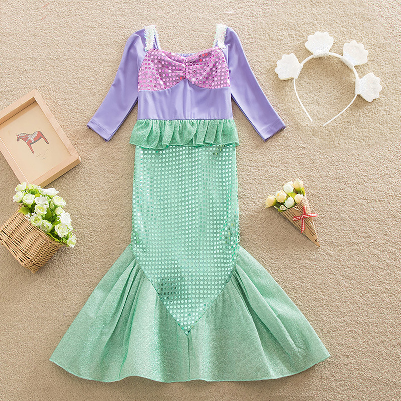 零售一件代發美人魚派對晚禮服唯美連衣裙(送頭飾)珠片童裙LG008工廠,批發,進口,代購