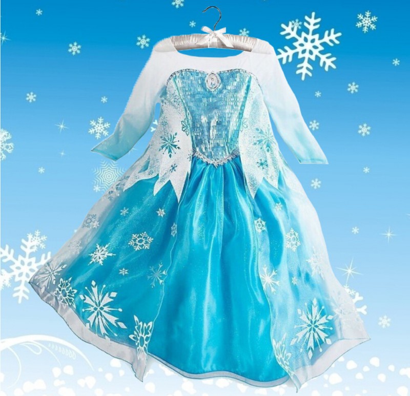 歐美冰雪奇緣連衣裙外貿童裝女童童裙，雪花款Elsa連衣裙一件代發批發・進口・工廠・代買・代購