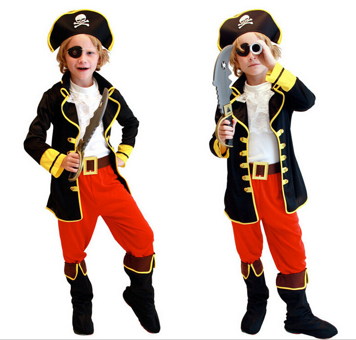 萬聖節兒童表演服裝 加勒比傑克虎克船長海盜服 cos海盜服 送武器批發・進口・工廠・代買・代購