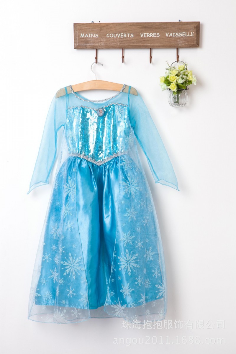 Frozen公主裙/冰雪奇緣/Elsa連衣裙 愛爾莎節日禮服 外貿長裙工廠,批發,進口,代購