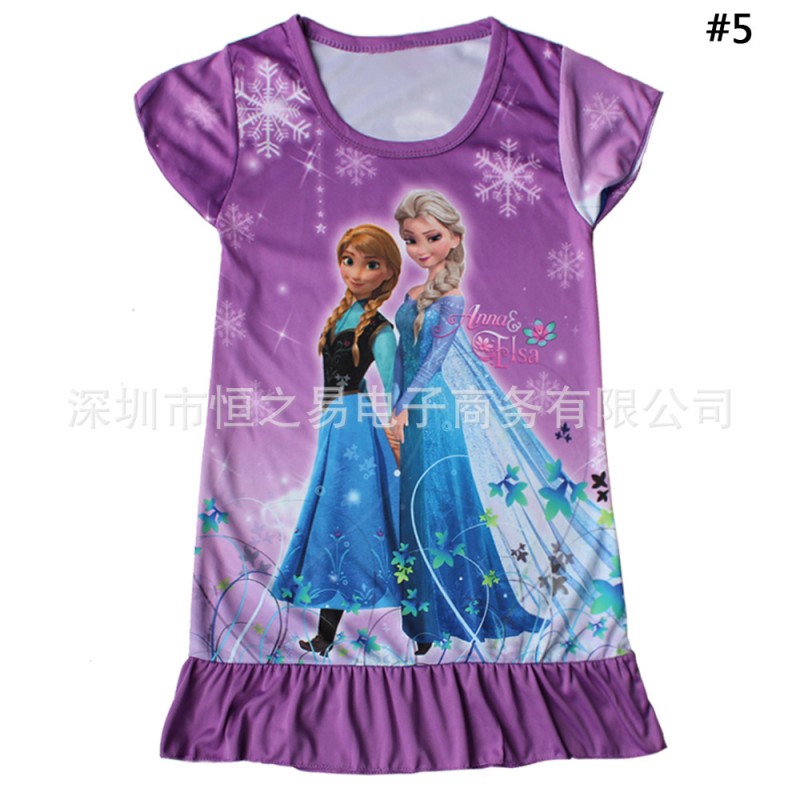 夏季Frozen冰雪奇緣卡通短袖連衣裙 女童睡裙 兒童卡通傢居服工廠,批發,進口,代購