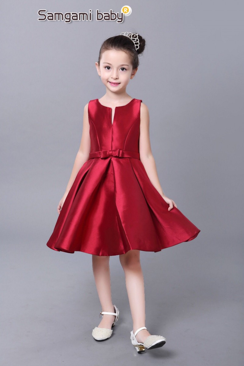 女童紅色公主裙 無袖L連衣裙 童裙 中大童純色童裙 一件代發批發・進口・工廠・代買・代購