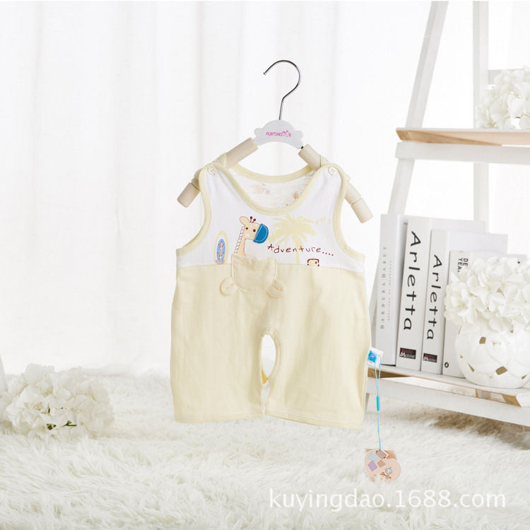 寶寶夏季無袖純棉平角連身衣 嬰兒薄款哈衣爬服 可愛睡衣傢居服工廠,批發,進口,代購