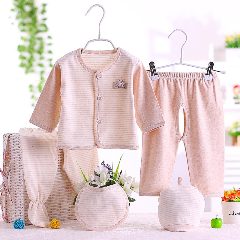 廠傢直銷嬰兒滿月禮盒有機彩棉嬰兒內衣五件套新生兒衣服童裝批發批發・進口・工廠・代買・代購