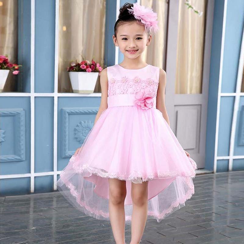 韓版兒童公主蓬蓬裙 花童演出禮服鋼琴主持人粉紅連衣拖尾裙工廠,批發,進口,代購