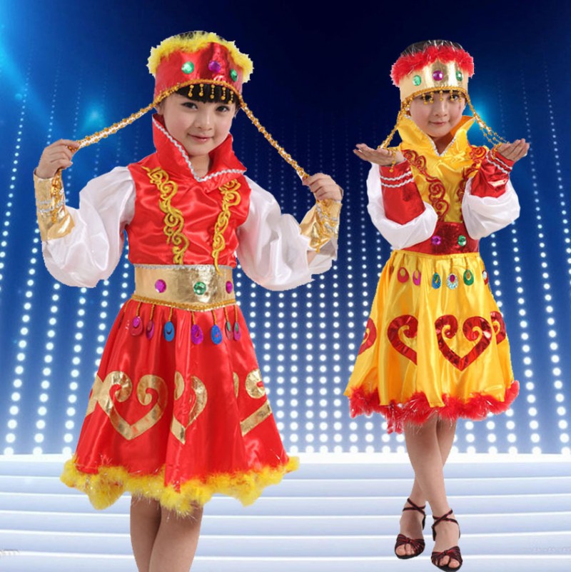 女童蒙古舞表演服 六一兒童特價名族舞新疆舞舞臺演出服 廠傢直銷批發・進口・工廠・代買・代購