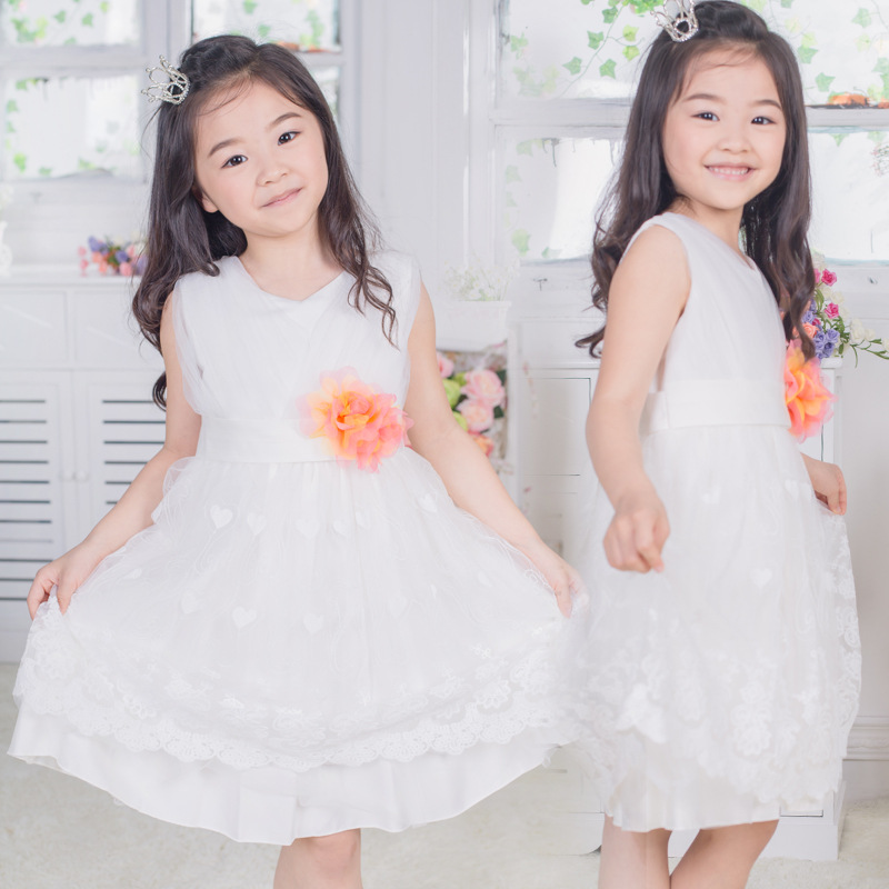 2016新款女童白色婚紗連衣裙夏季韓版表演禮服裙批發・進口・工廠・代買・代購