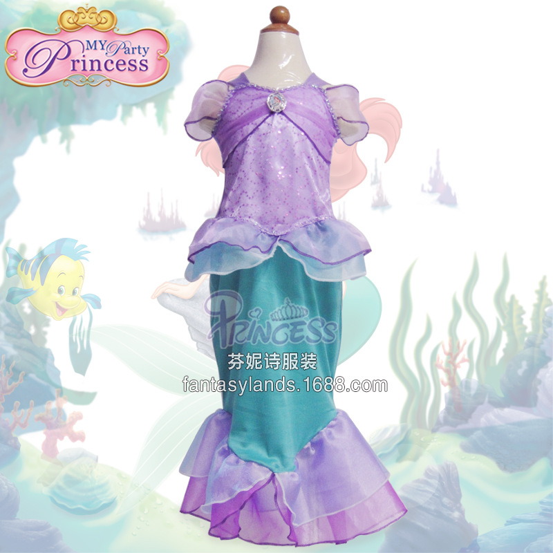 美人魚公主裙兒童迪士尼表演服裝女童連衣裙蓬蓬裙支持一件代發批發・進口・工廠・代買・代購