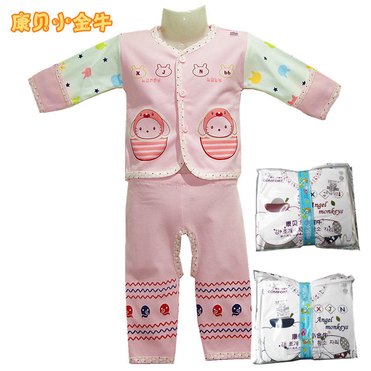 新生兒0-6月嬰兒寶寶純棉兩件套裝對門開檔內衣秋衣睡衣傢居服批發・進口・工廠・代買・代購