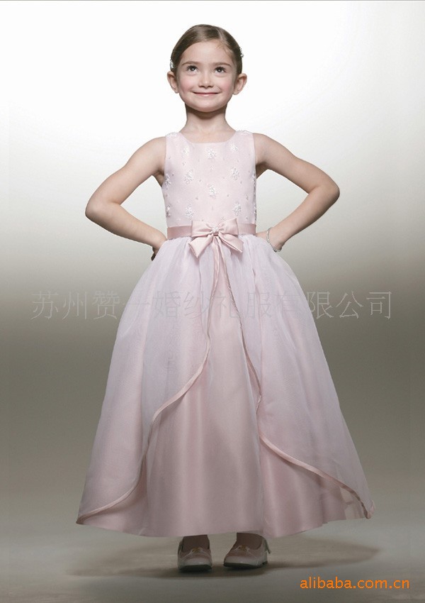 新款 熱銷 粉色雙飄片 歐美款 花童裝 童禮服 童裝批發・進口・工廠・代買・代購