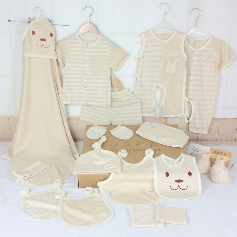 夏季超薄彩棉衣服用品18件套嬰兒禮盒 純棉新生兒套裝滿月禮批發・進口・工廠・代買・代購