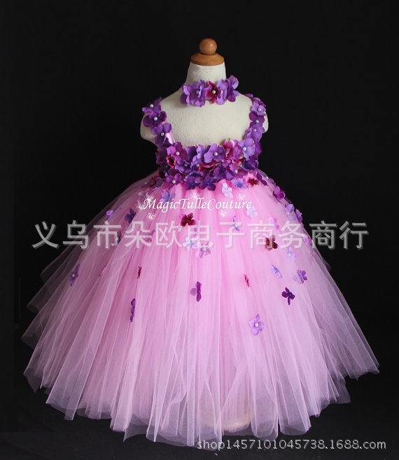 DIY花仙子款中大童小碎花表演服飾新款女童禮服定製一件代發工廠,批發,進口,代購