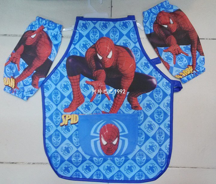 Spiderman  蜘蛛俠圍裙帶袖套 美術手工圍兜 兒童繪畫玩必備 小號工廠,批發,進口,代購