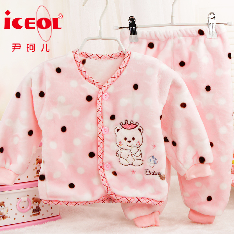 ICEOL嬰兒衣服新生兒服裝春秋款嬰幼兒童裝法蘭絨寶寶睡衣傢居服工廠,批發,進口,代購