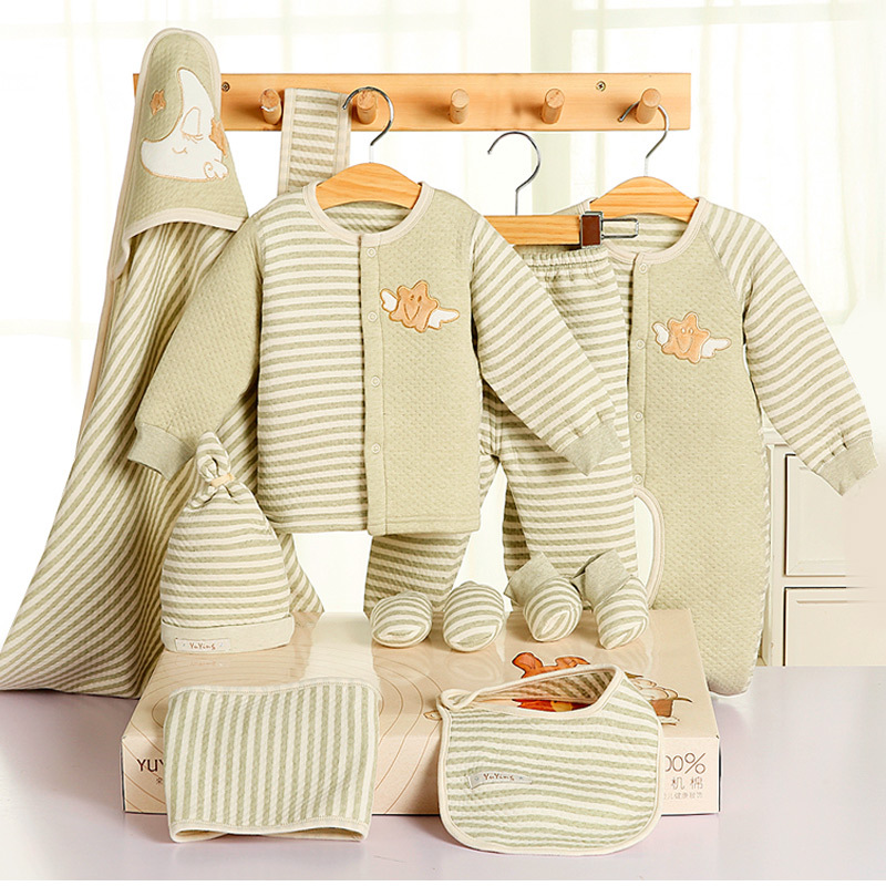 玉瓔有機棉嬰兒禮盒套裝純棉嬰兒衣服彩棉寶寶禮品12件套批發・進口・工廠・代買・代購