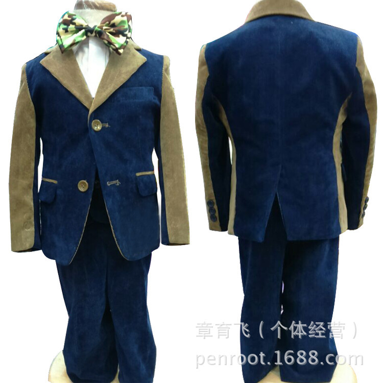 筆根penroot 西裝禮服套裝 晚禮服花童禮服演出 條絨拼色802工廠,批發,進口,代購