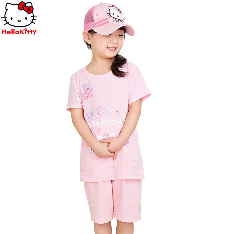 HelloKitty兒童傢居服女童睡衣純棉春秋寶寶睡衣夏季小孩短袖套裝工廠,批發,進口,代購