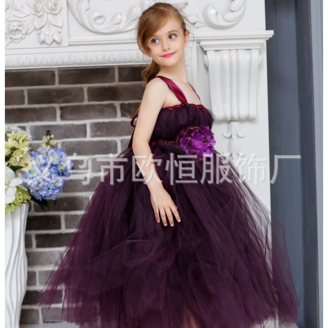 外貿貨源兒童禮服 2-16歲大童紫色公主裙演出服定製花童蓬蓬禮服批發・進口・工廠・代買・代購