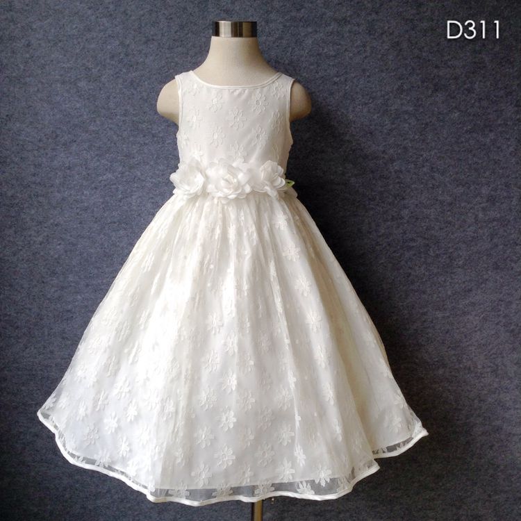 歐美外貿原單童禮服裙公主蕾絲花朵蓬蓬裙白色優雅蝴蝶花童婚紗工廠,批發,進口,代購
