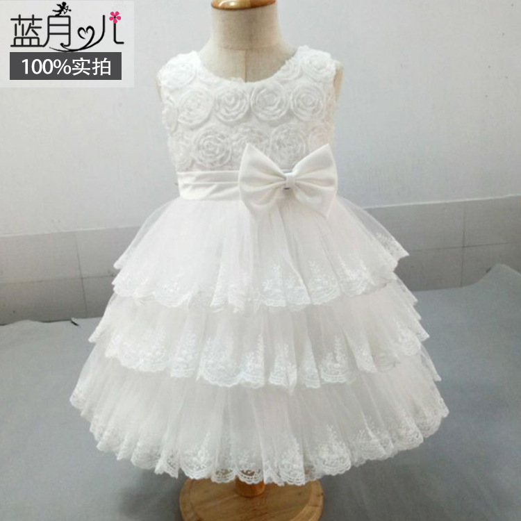 廠傢批發新款兒童婚紗女童禮服裝白色無袖公主裙兒童蓬蓬裙批發・進口・工廠・代買・代購