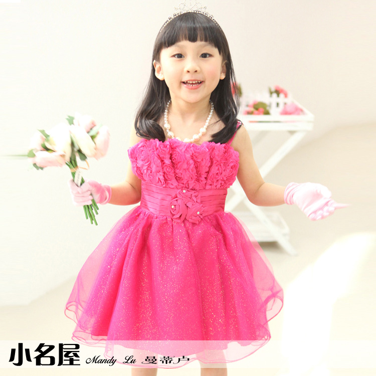 小名屋 兒童小禮服批發 韓國小禮服 兒童婚紗 公主裙 玫紅M0263工廠,批發,進口,代購