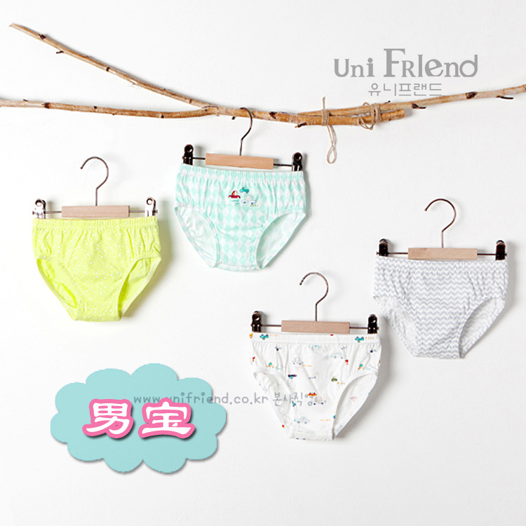 韓國進口男女童內褲盒裝四條純棉寶寶三角內褲unifriend正品工廠,批發,進口,代購